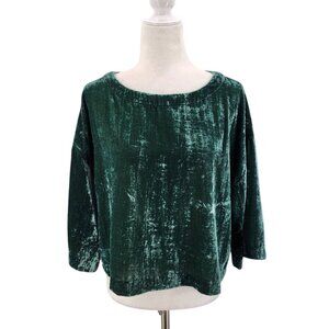 Cupcakes And Cashmere Crushed Velvet Green Blouse Top Womens Small